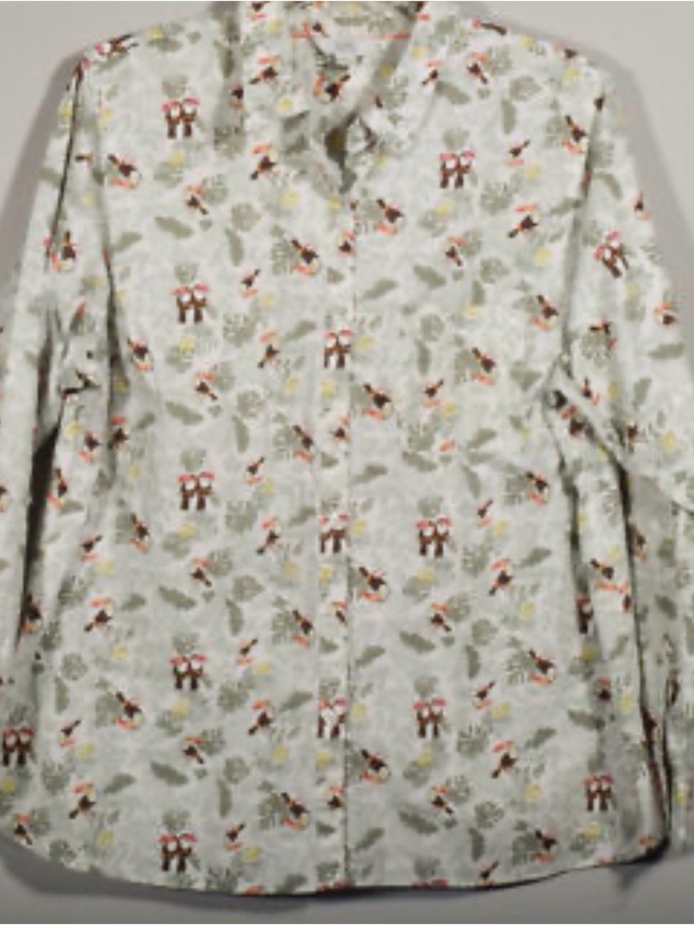 Croft & Barrow White Button-Down Shirt with Holiday Print